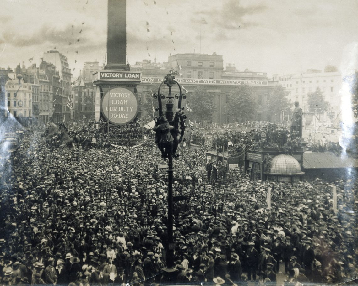 A large crowd of people on a street