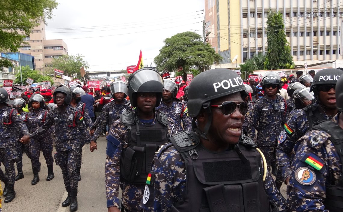 Anti-riot police in Ghanaian capital