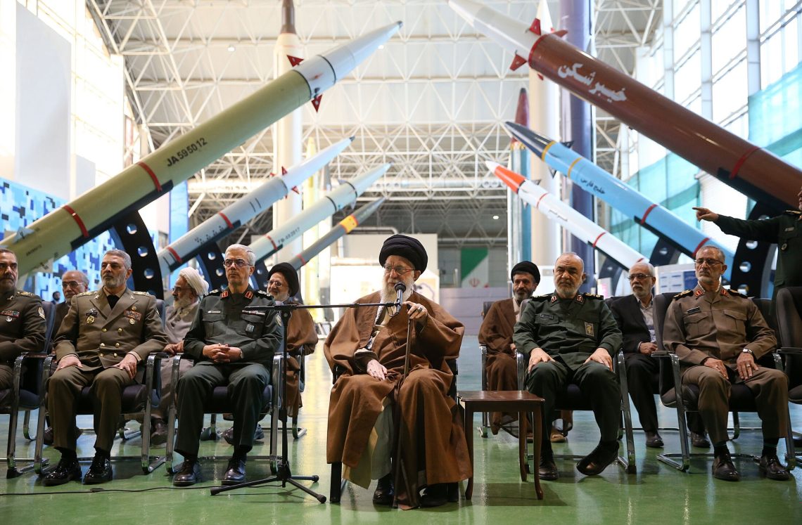 Ali Khamenei visits the Revolutionary Guard aerospace achievement exhibition at Ashura Aerospace Science and Technology University in Tehran