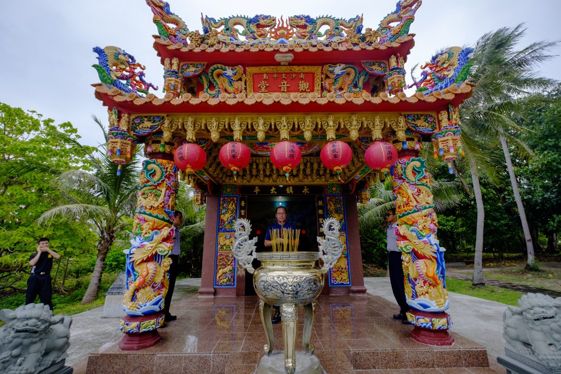 The Guanying Temple on Taiping Island (Itu Abe), the largest island of the Spratlys archipelago that is disputed among several Asian countries.