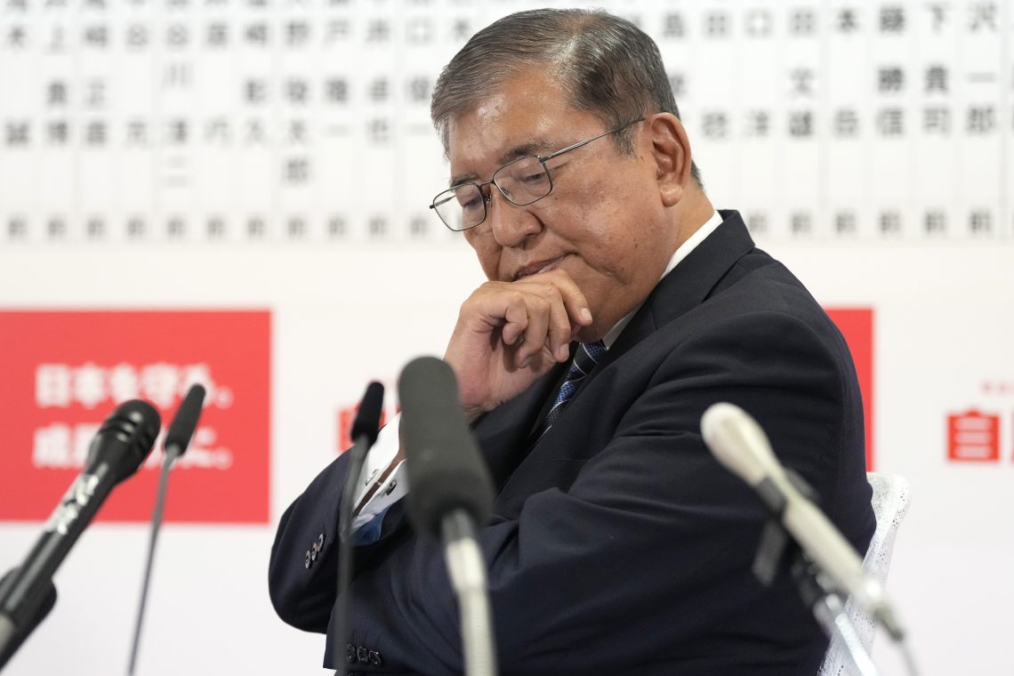 Japanese Prime Minister Shigeru Ishiba in Tokyo, Japan, on Oct. 27, 2024, following parliamentary elections.