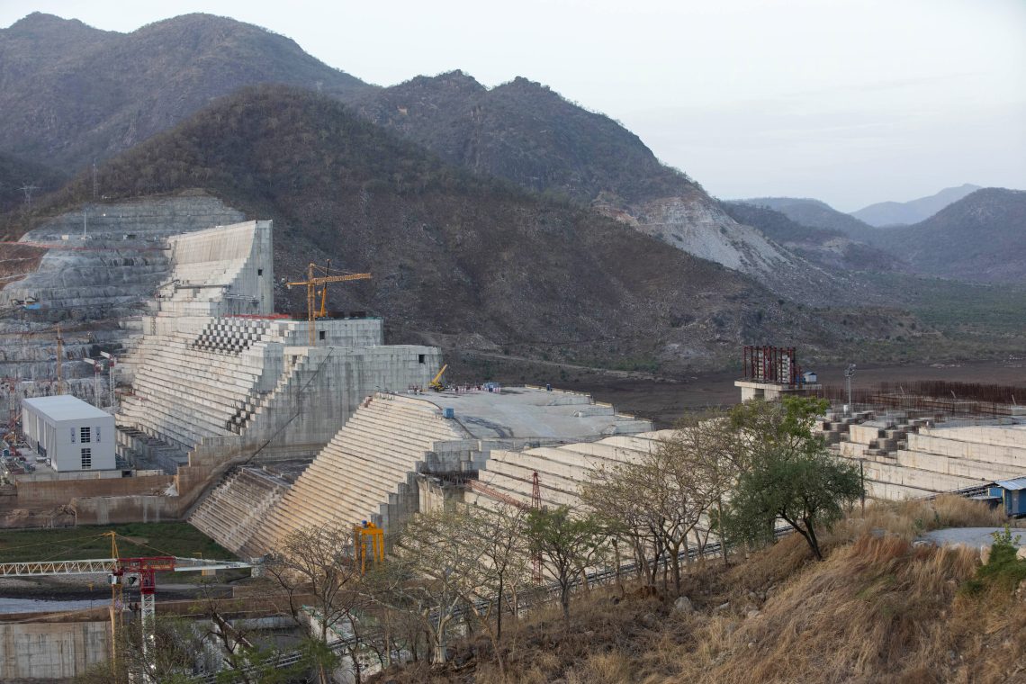 May 2019: The site of the then under-construction Grand Ethiopian Renaissance Dam in the Benishangul-Gumuz Region of Ethiopia. Although Ethiopia insists the dam is for hydropower and development, neighboring countries fear it could significantly reduce their water supply from the Nile.
