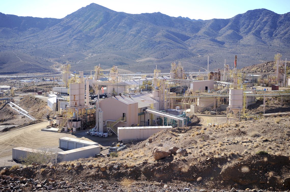 Mountain Pass, California, where the rare earth carbonate mineral called bastnaesite is mined. The location has some processing but much of the material is sent abroad for refining.