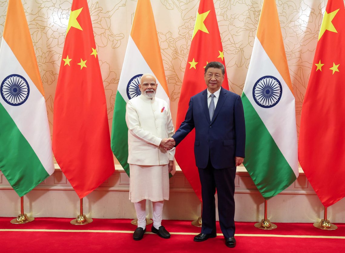 Aug. 31: India’s Prime Minister Narendra Modi with China’s President Xi Jinping at the SCO summit in Tianjin, China.