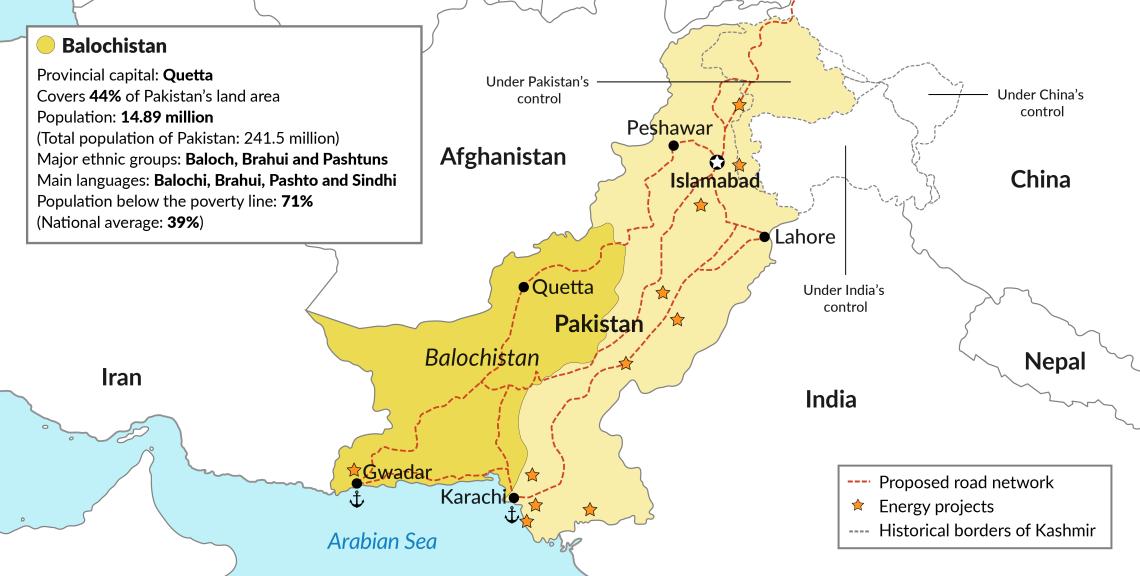 Pakistan has four provinces: Punjab, Sindh, Khyber Pakhtunkhwa and Balochistan. Balochistan is the largest and most resource-rich region. The China-Pakistan Economic Corridor is a multibillion-dollar project connecting Gwadar port to China’s Xinjiang, involving highways, railways and pipelines.