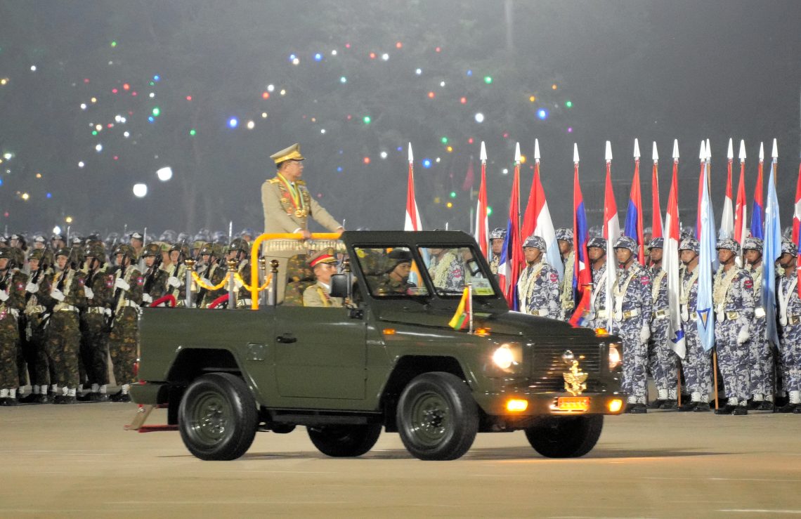 March 27, Naypyitaw, Myanmar: Min Aung Hlaing, the leader of Myanmar’s junta, seen at the military parade on Armed Forces Day.