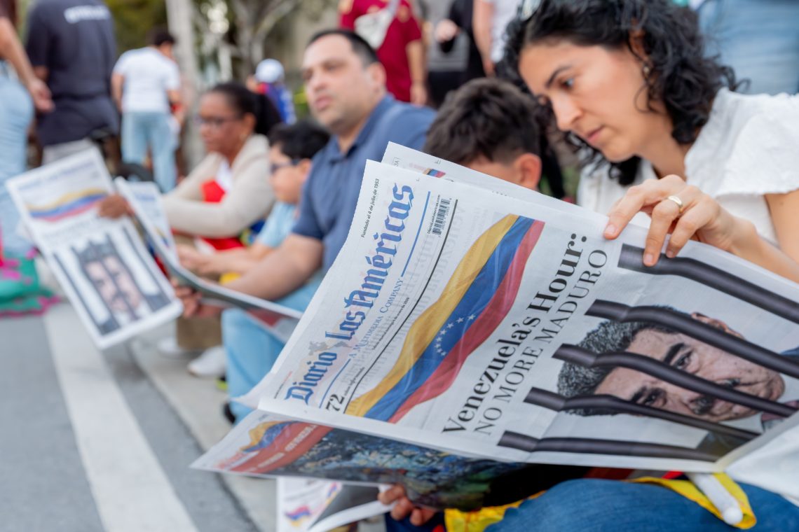 Jan. 4, Florida, U.S: Residents read news about ousted Venezuelan President Nicolas Maduro.