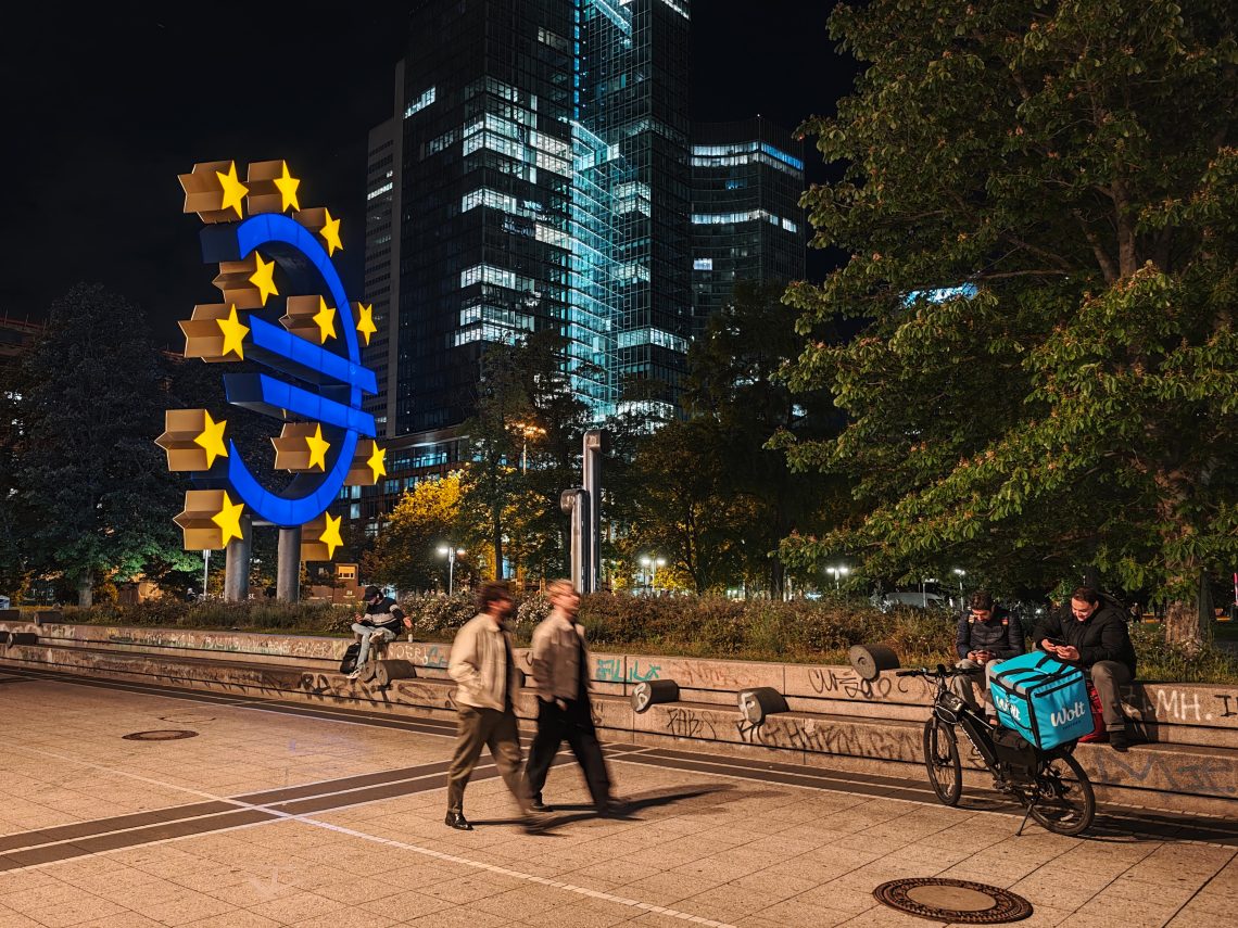 Euro sculpture in Frankfurt am Main, Germany 